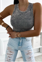 Prążkowany Top  na ramiączkach Callie gri închis