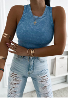 Prążkowany Top  na ramiączkach Callie gri închis