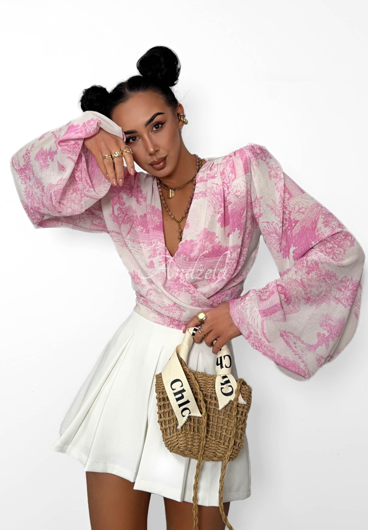 Bluză din viscoză cu legare și imprimeu La Milla Angelina