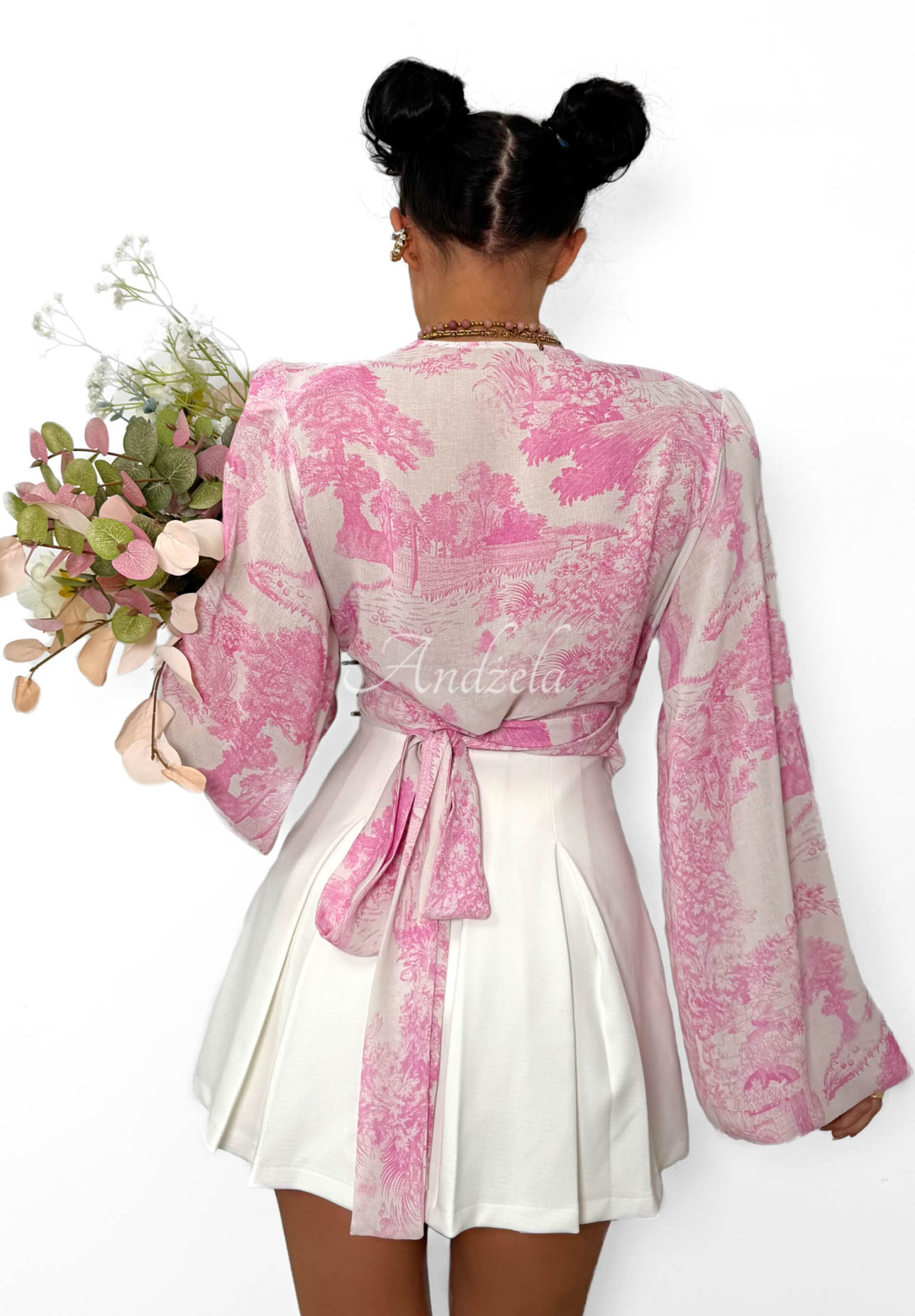 Bluză din viscoză cu legare și imprimeu La Milla Angelina