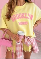 Tricou z napisem Brooklyn Mood galbene