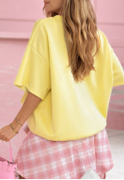 Tricou z napisem Brooklyn Mood galbene