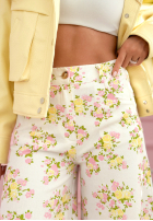 din denim Fustă midi w kwiaty La Flora albă