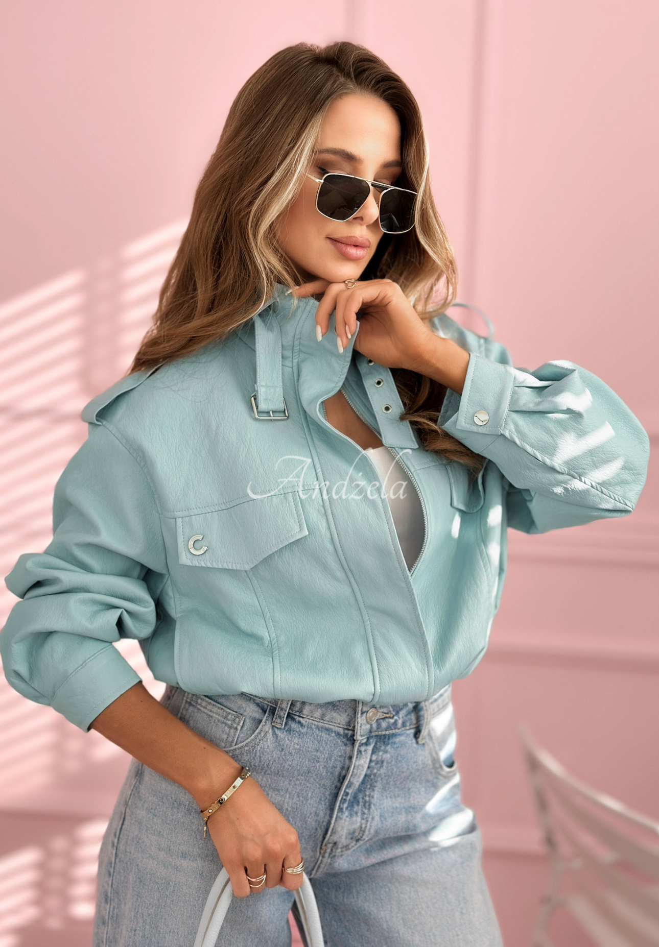 Geacă scurtă tip bomber din piele Marisa