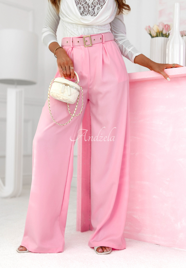 Pantaloni eleganți wide leg cu curea Got Second Call