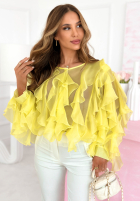 Bawełniana Bluză z falbankami Aureliane galben