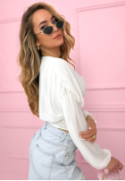 Gorsetowa Bluză z marszczeniami Another Look albă