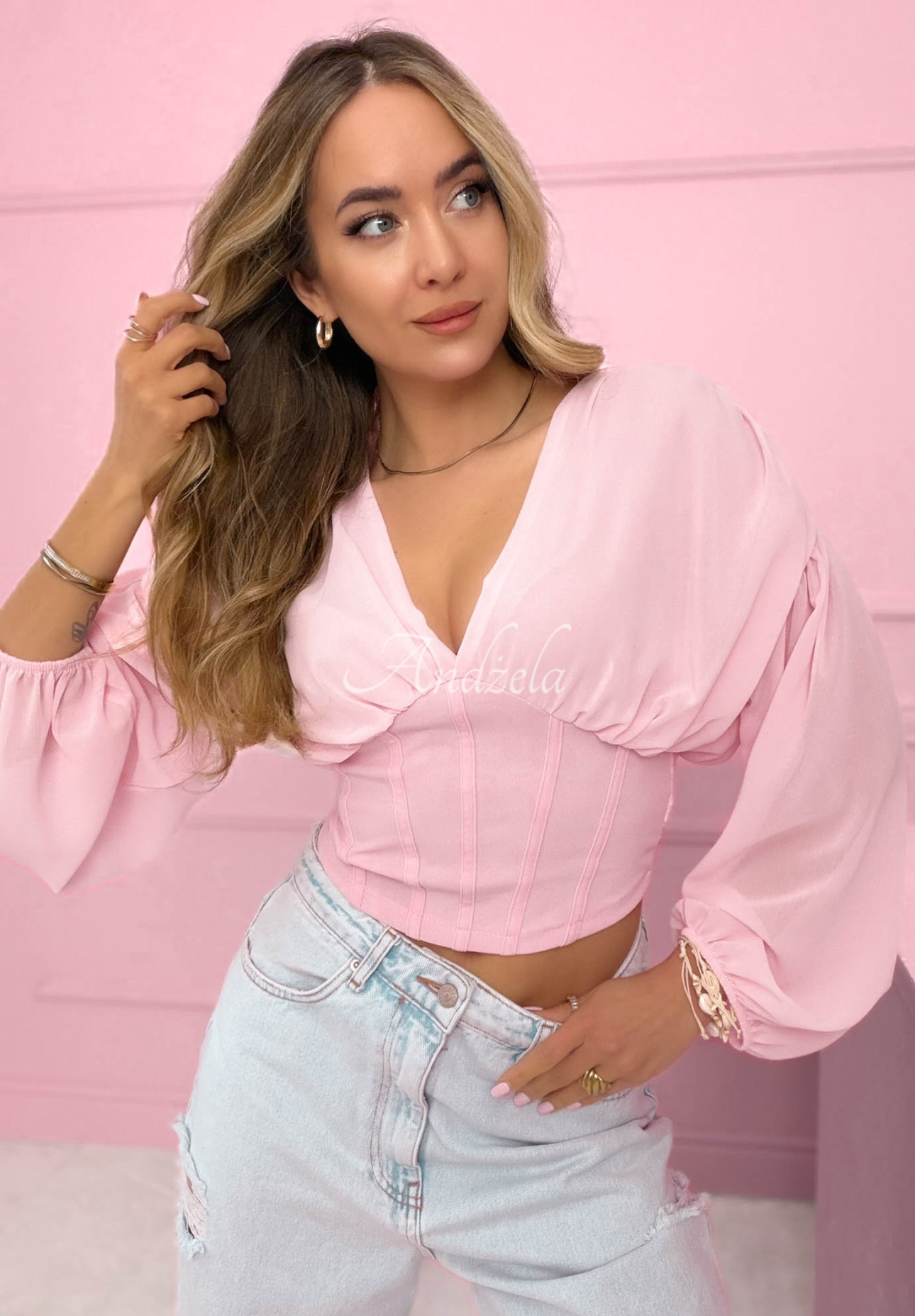 Bluză tip corset cu pliuri Another Look