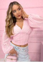 Gorsetowa Bluză z marszczeniami Another Look albă