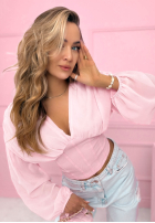 Gorsetowa Bluză z marszczeniami Another Look albă