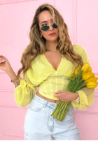 Gorsetowa Bluză z marszczeniami Another Look albă