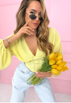 Gorsetowa Bluză z marszczeniami Another Look albă