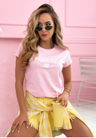 Tricou z napisem Sempre Ti roz pudră