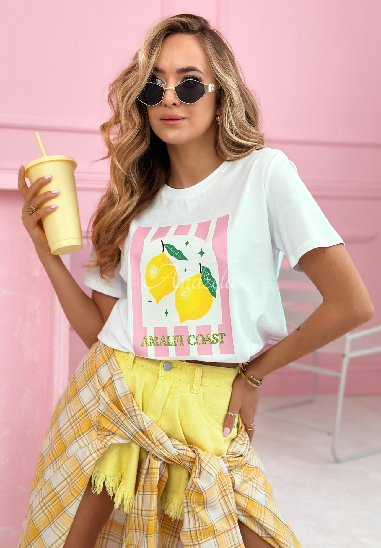 Tricou din bumbac cu imprimeu Amalfi Coast Lemons