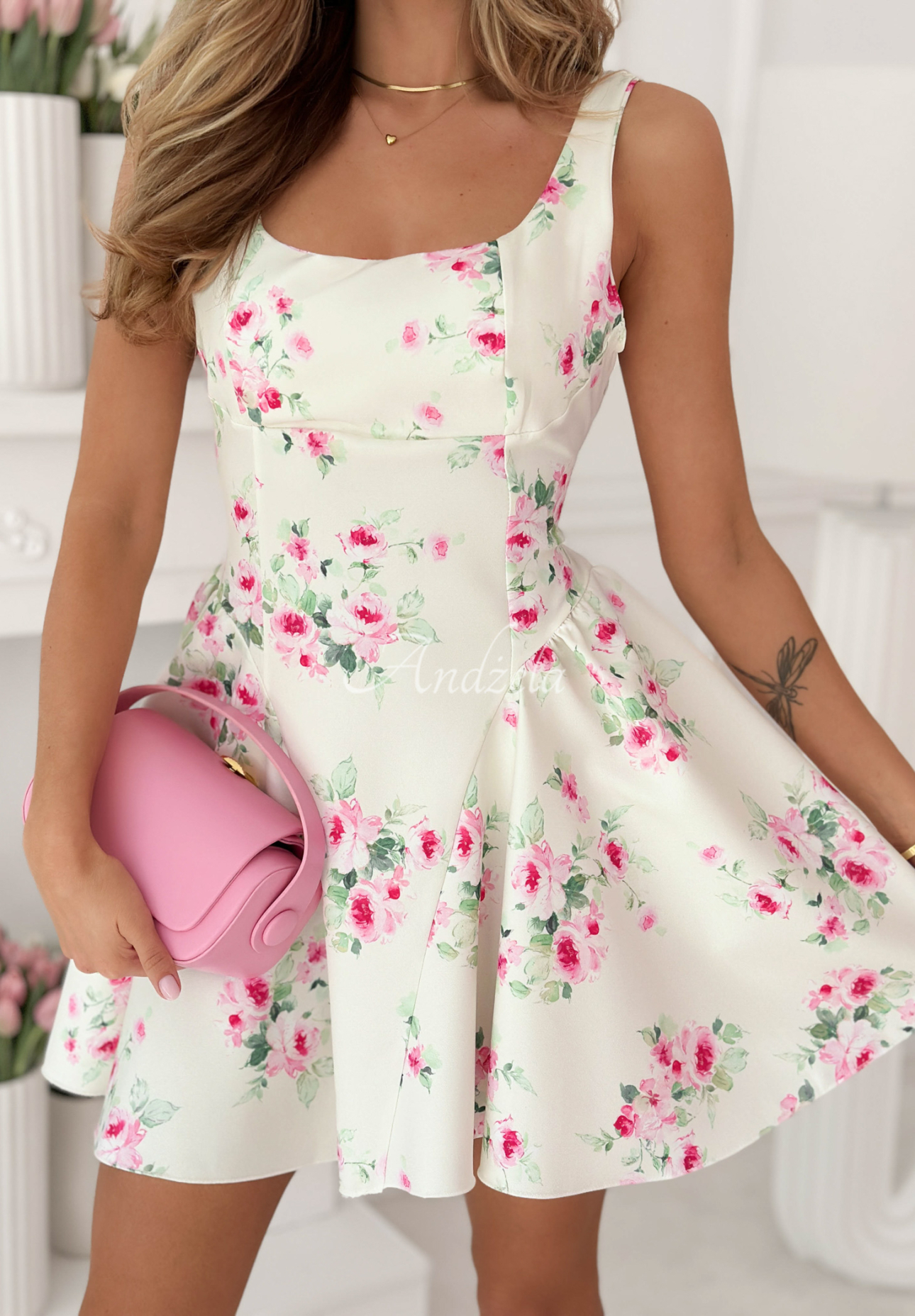 Rochie mini evazată cu bretele Belladonna