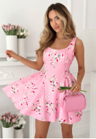 Rozkloszowana Rochie mini na ramiączkach Belladonna ecru