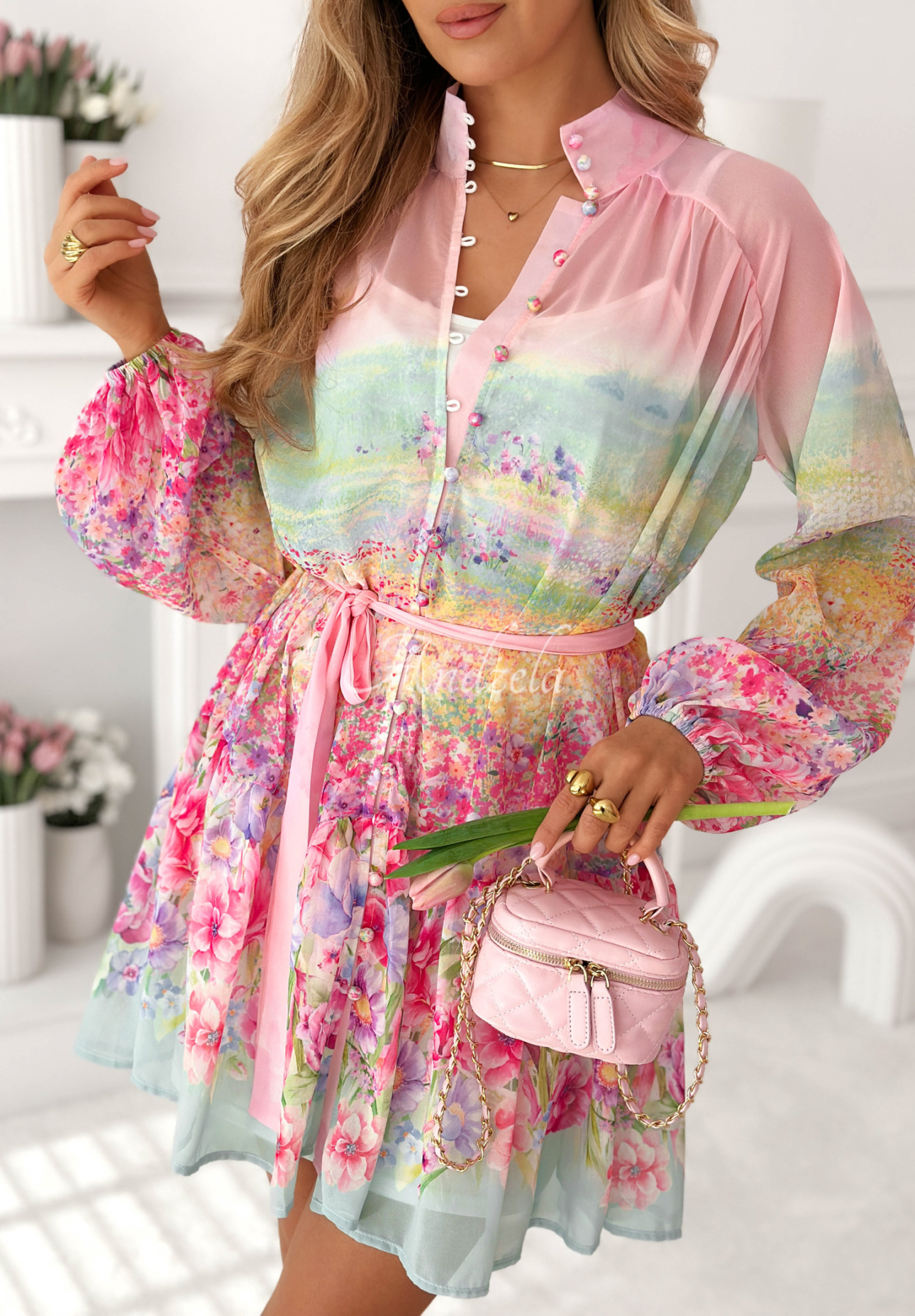 Rochie mini elegantă cu imprimeu floral Florentia