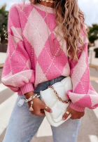 Miękki Pulover w romby Strawberry Smoothie roz