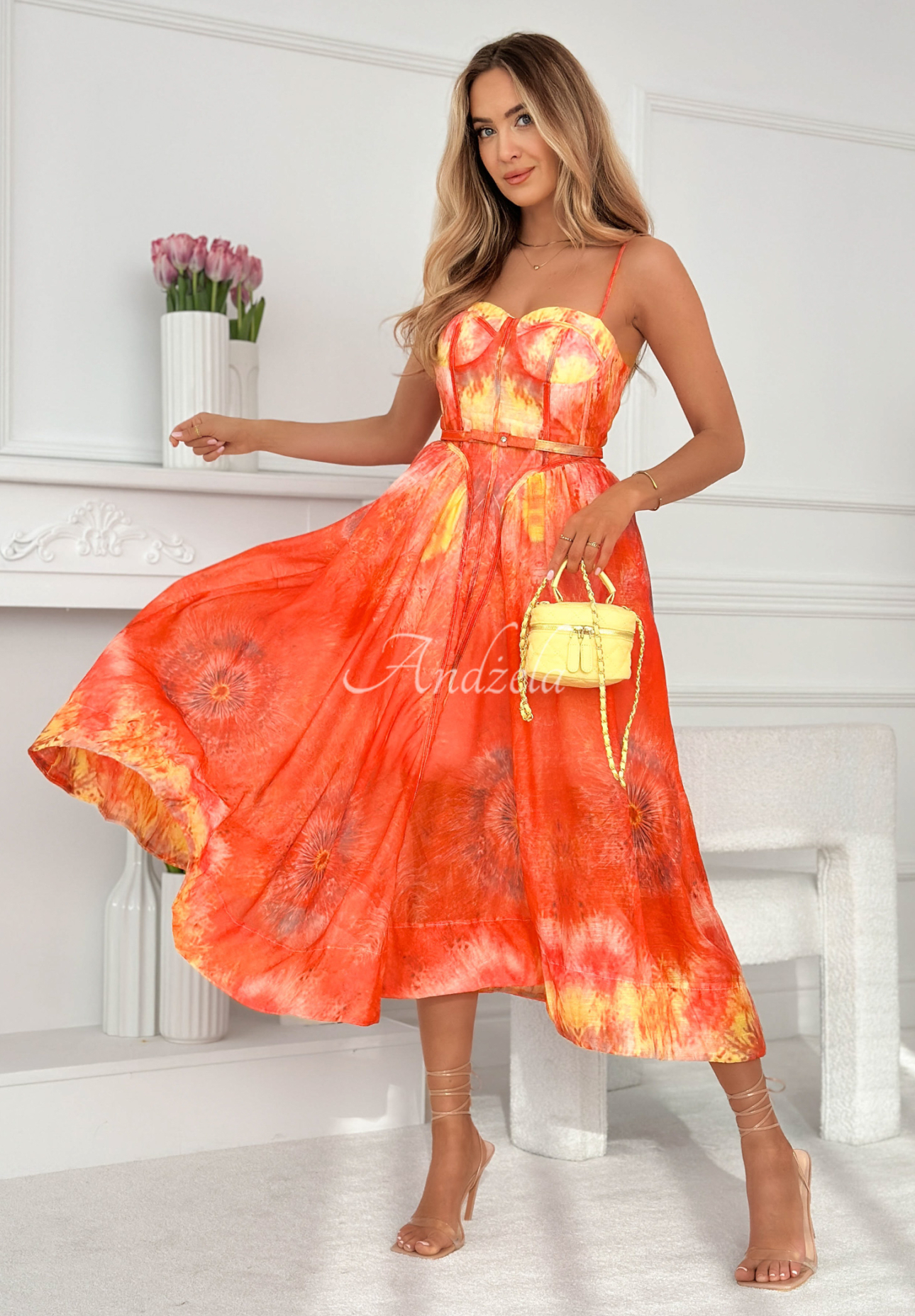 Rochie midi tip corset cu in și viscoză Sonneta