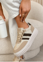 Skórzane sneakersy z koronką Carlotta bej