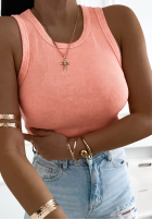 Prążkowany Top  na ramiączkach Callie gri închis