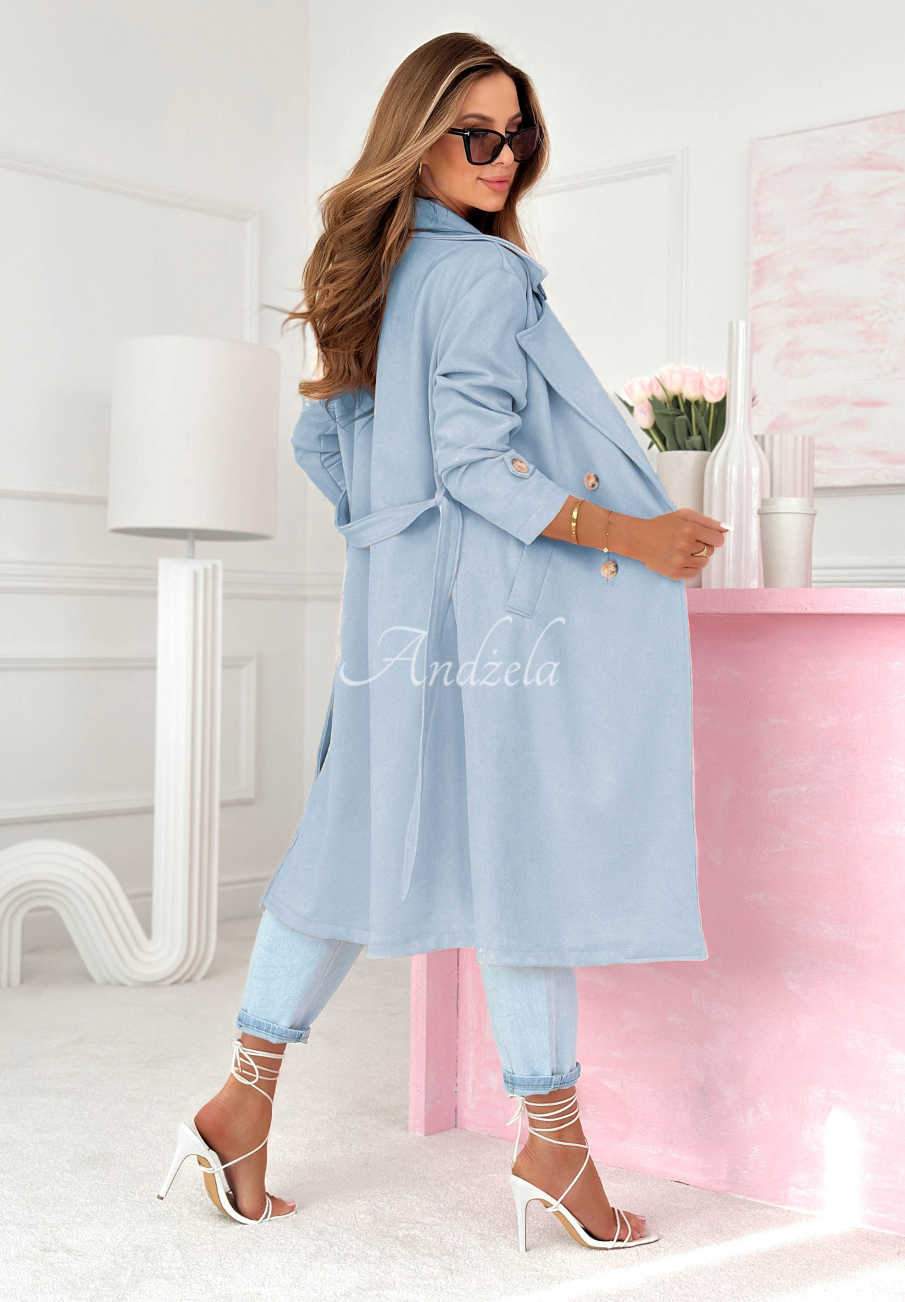 Pardesiu din piele întoarsă cu curea No Big Deal