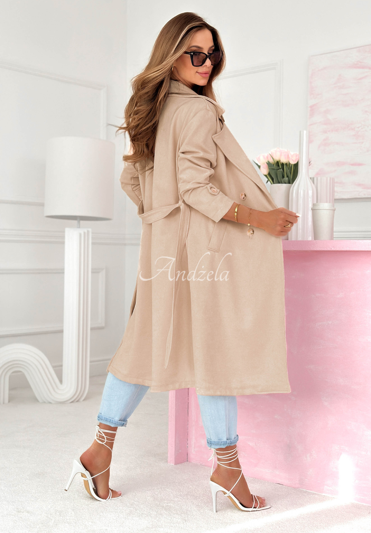 Pardesiu din piele întoarsă cu curea No Big Deal