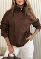 Scurtă zamszowa Geacă z kołnierzem Feeling Cold ciocolatie