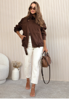 Scurtă zamszowa Geacă z kołnierzem Feeling Cold ciocolatie