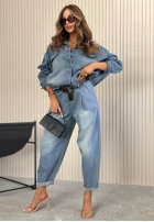 Pantaloni din denim Alessia albastre
