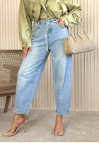 Pantaloni din denim balloon Michelle albastru deschis