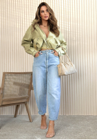 Pantaloni din denim balloon Michelle albastru deschis