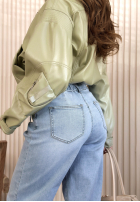 Pantaloni din denim balloon Michelle albastru deschis