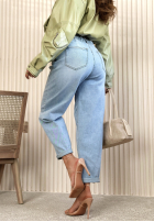 Pantaloni din denim balloon Michelle albastru deschis