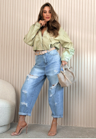 Pantaloni din denim balloon z przetarciami Miller albastre