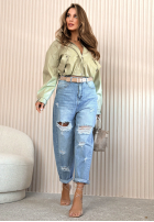 Pantaloni din denim balloon z przetarciami Miller albastre