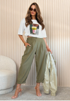 din material textil Pantaloni Maren jasnobeżowe