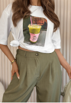 din material textil Pantaloni Maren jasnobeżowe