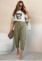 din material textil Pantaloni Maren jasnobeżowe