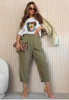 din material textil Pantaloni Maren jasnobeżowe