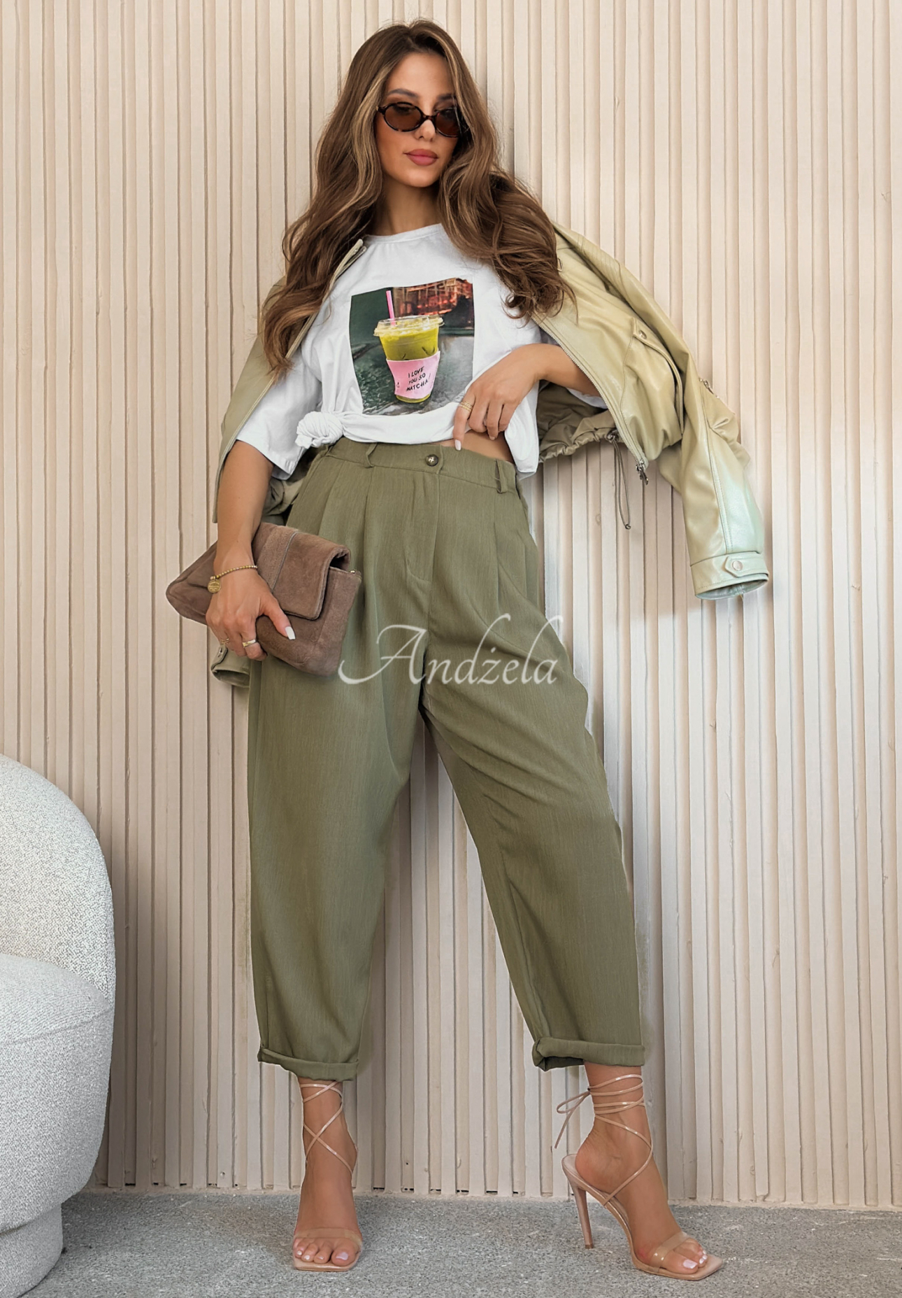 Pantaloni din material cu viscoză Maren