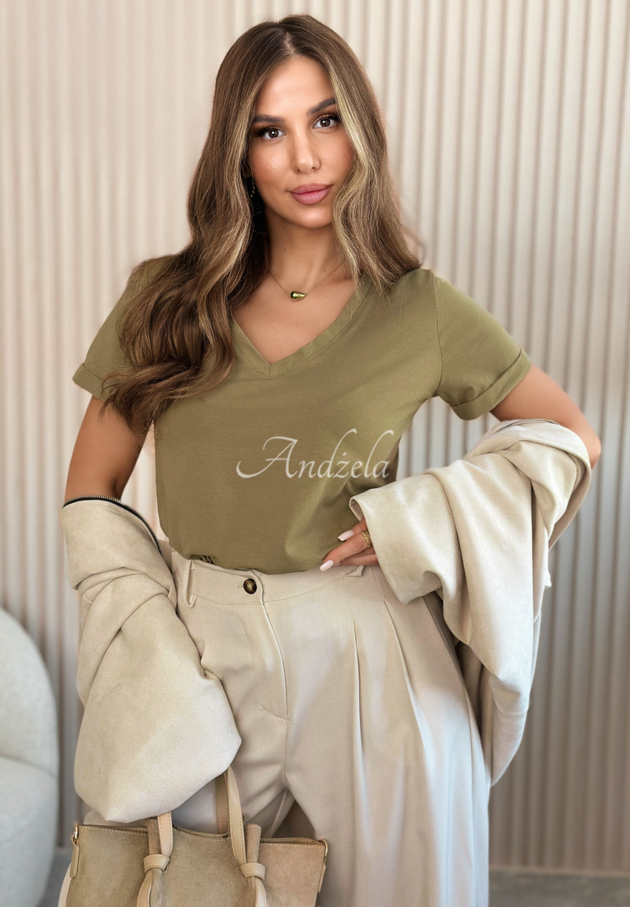 Tricou din bumbac cu decolteu Mariella