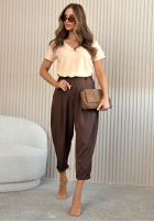 Tricou z dekoltem Mariella de culoarea fisticului