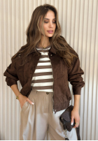 Skórzana Geacă bomberka Just A Mistake ciocolatie