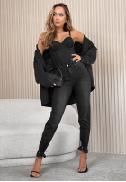 Pantaloni din denim mom fit Boldly Be You gri închis