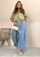 din material textil Pantaloni balllon Hariett albastre