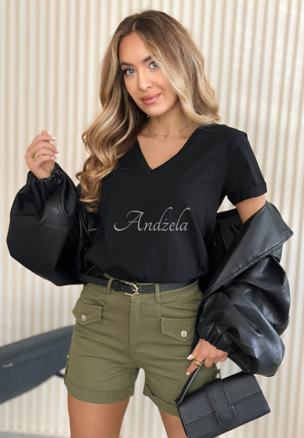 Tricou din bumbac cu decolteu Mariella