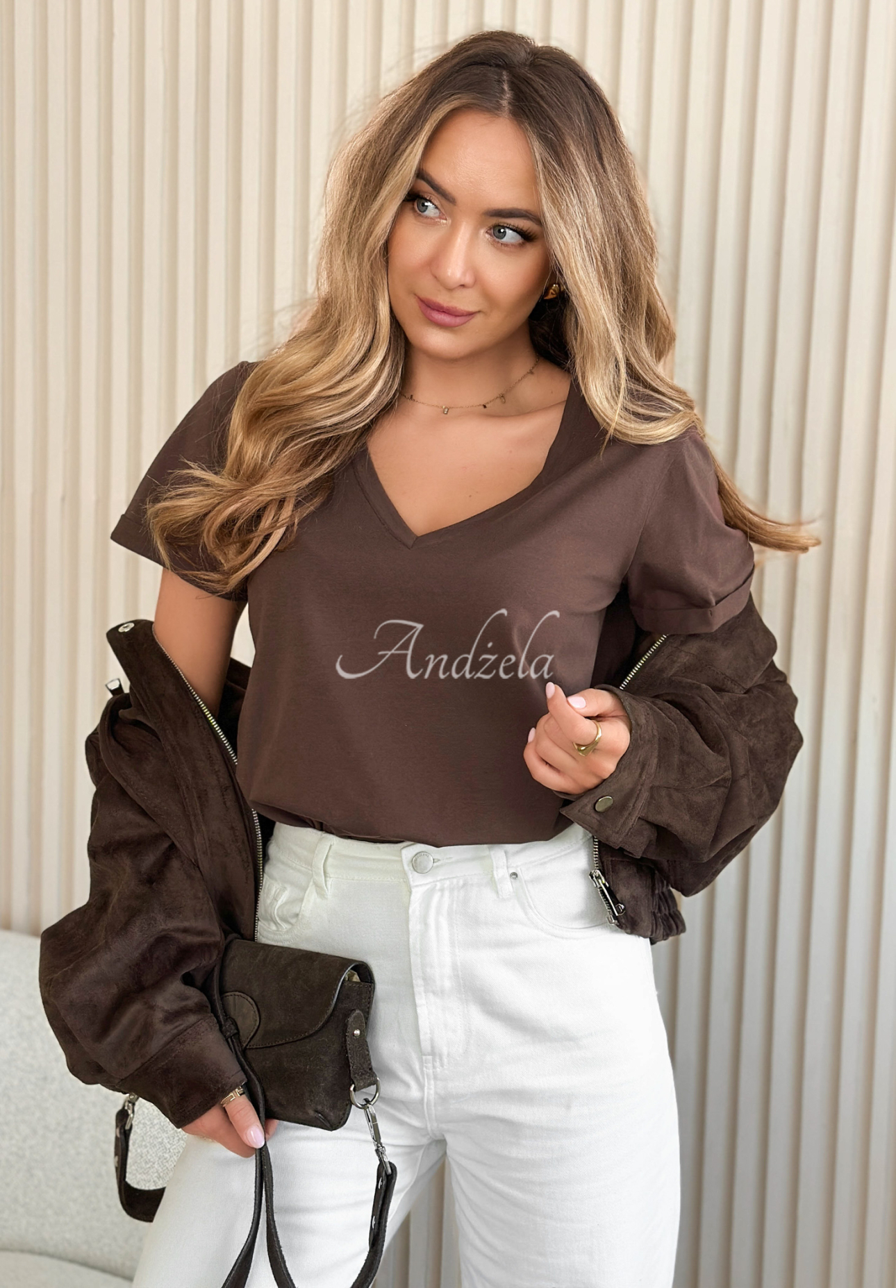 Tricou din bumbac cu decolteu Mariella