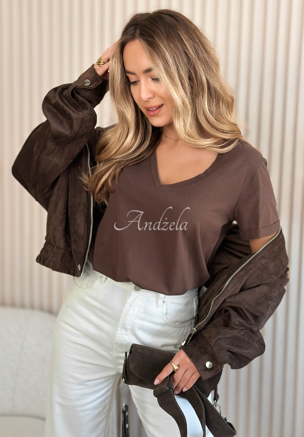 Tricou din bumbac cu decolteu Mariella