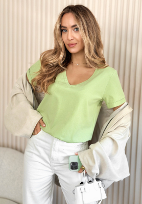 Tricou din bumbac cu decolteu Mariella